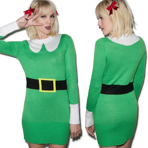Tipsy Elves Holiday Christmas Buddy The Elf Sweater Dress Ugly Christmas Sweater - Picture 1 of 16